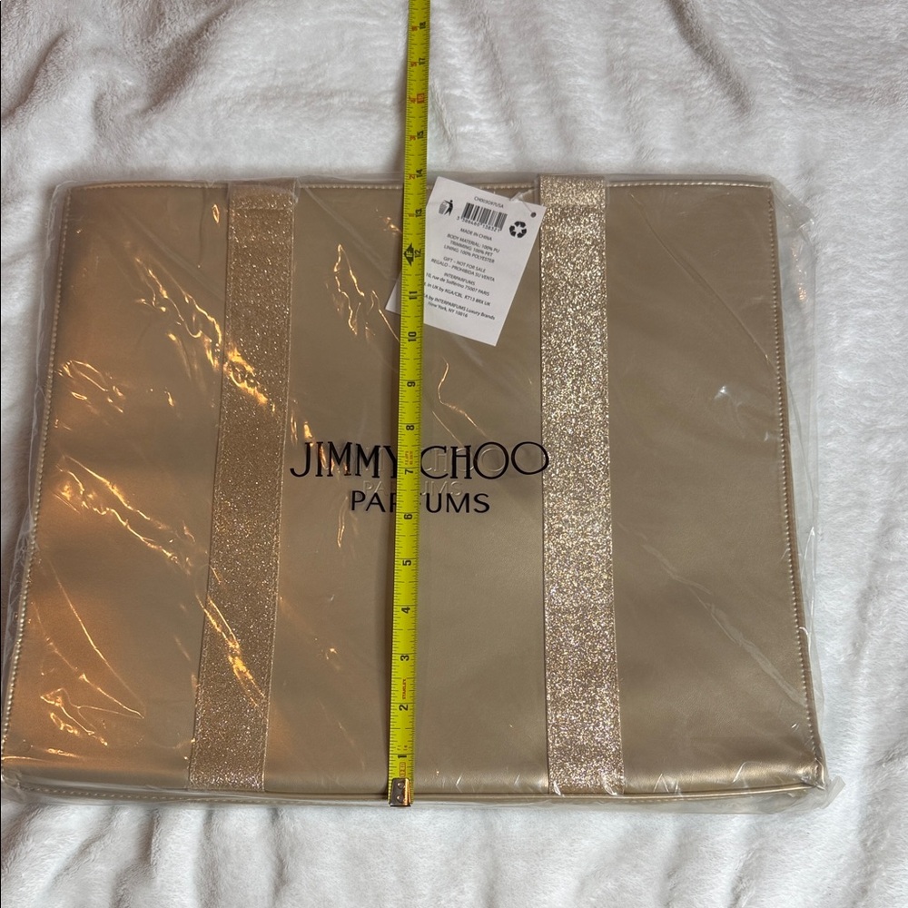 NWT Jimmy Choo Gold Tote with Glitter Straps - Authentic Large Purse - Picture 5 of 6